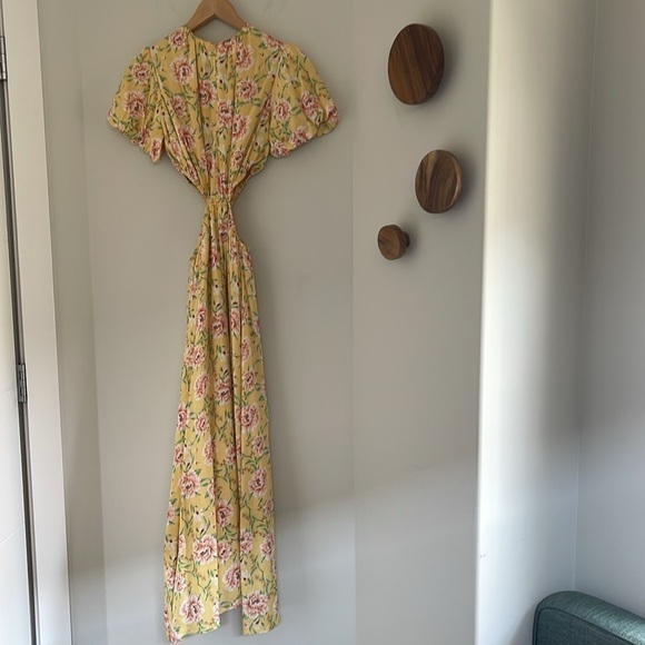 Priv MAIA Split maxi dress in yellow floral print size extra small NEW - Picture 5 of 8
